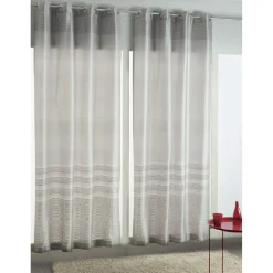 Rideau à oeillets taupe et beige Polydoupion