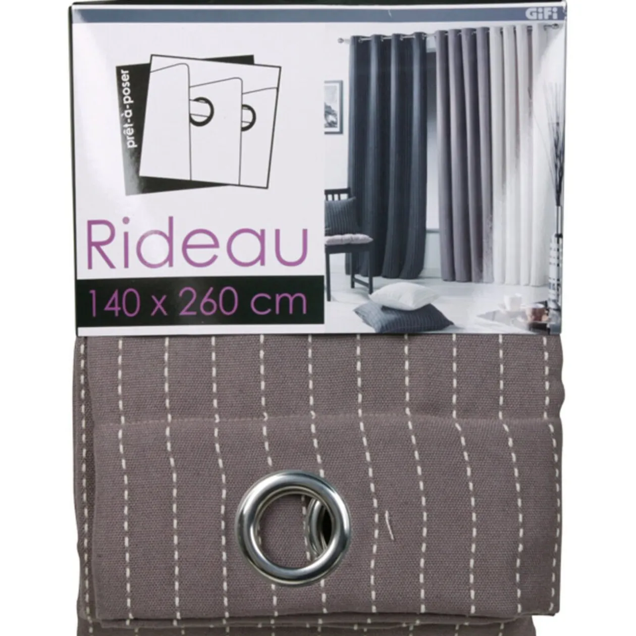 Rideau à oeillets taupe méridien