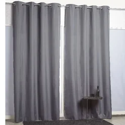 Rideau à oeillets thermique gris foncé