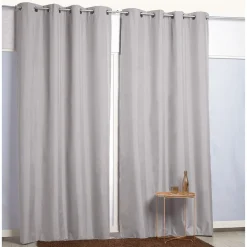 Rideau à oeillets thermique gris clair