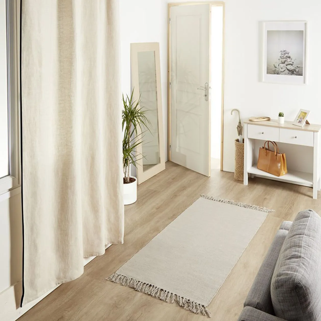 Rideau à oeillets uni beige 140x240cm