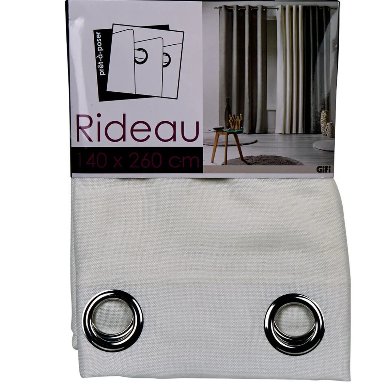 Rideau à oeillets uni blanc