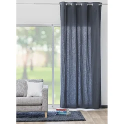 Rideau à oeillets uni bleu nuit