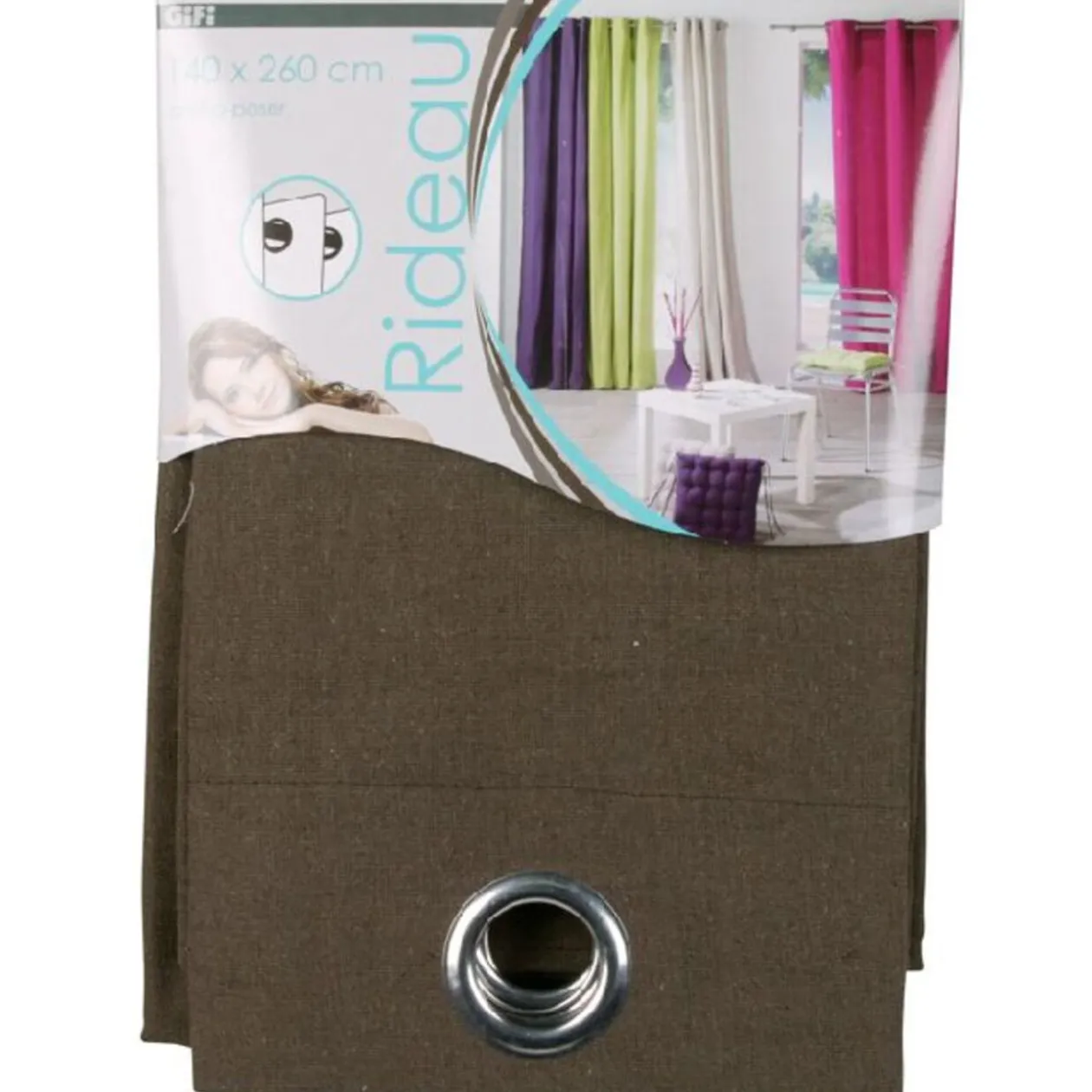 Rideau à oeillets uni chocolat