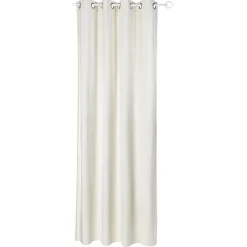 Rideau à oeillets uni en velours couleur lin