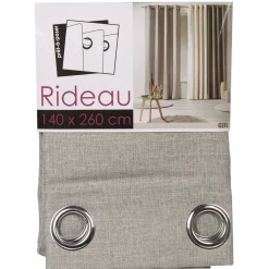 Rideau à oeillets uni gris