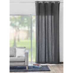 Rideau à oeillets uni gris anthracite