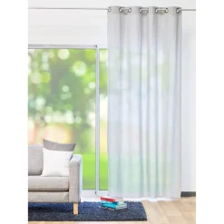 Rideau à oeillets uni gris clair