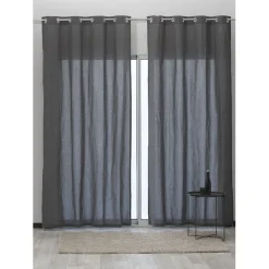 Rideau à oeillets uni gris