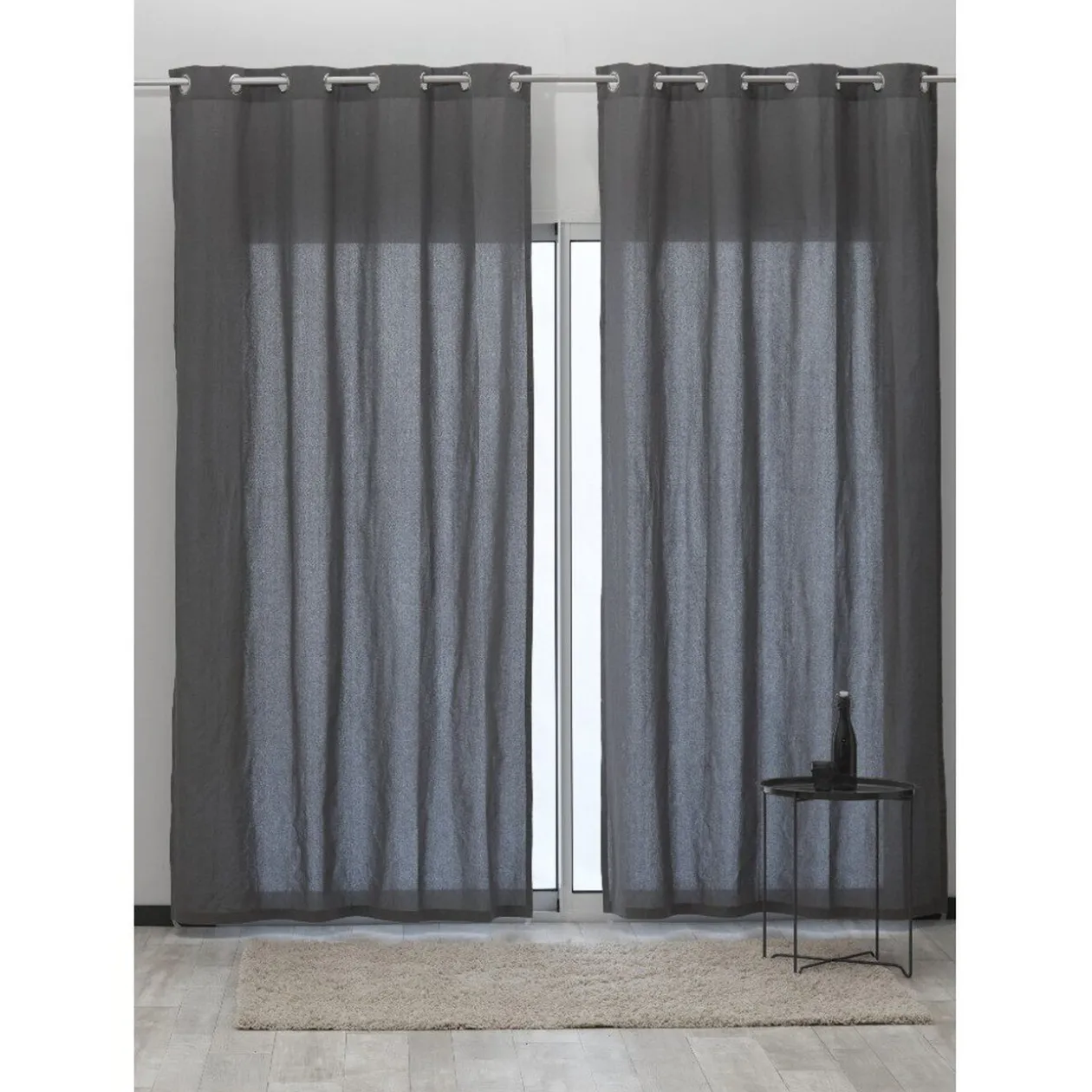 Rideau à oeillets uni gris