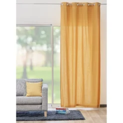 Rideau à oeillets uni jaune moutarde