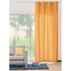 Rideau à oeillets uni jaune moutarde 140x260 cm