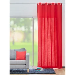 Rideau à oeillets uni rouge