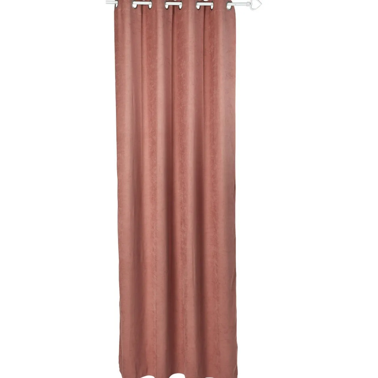 Rideau à oeillets uni velours rose pêche