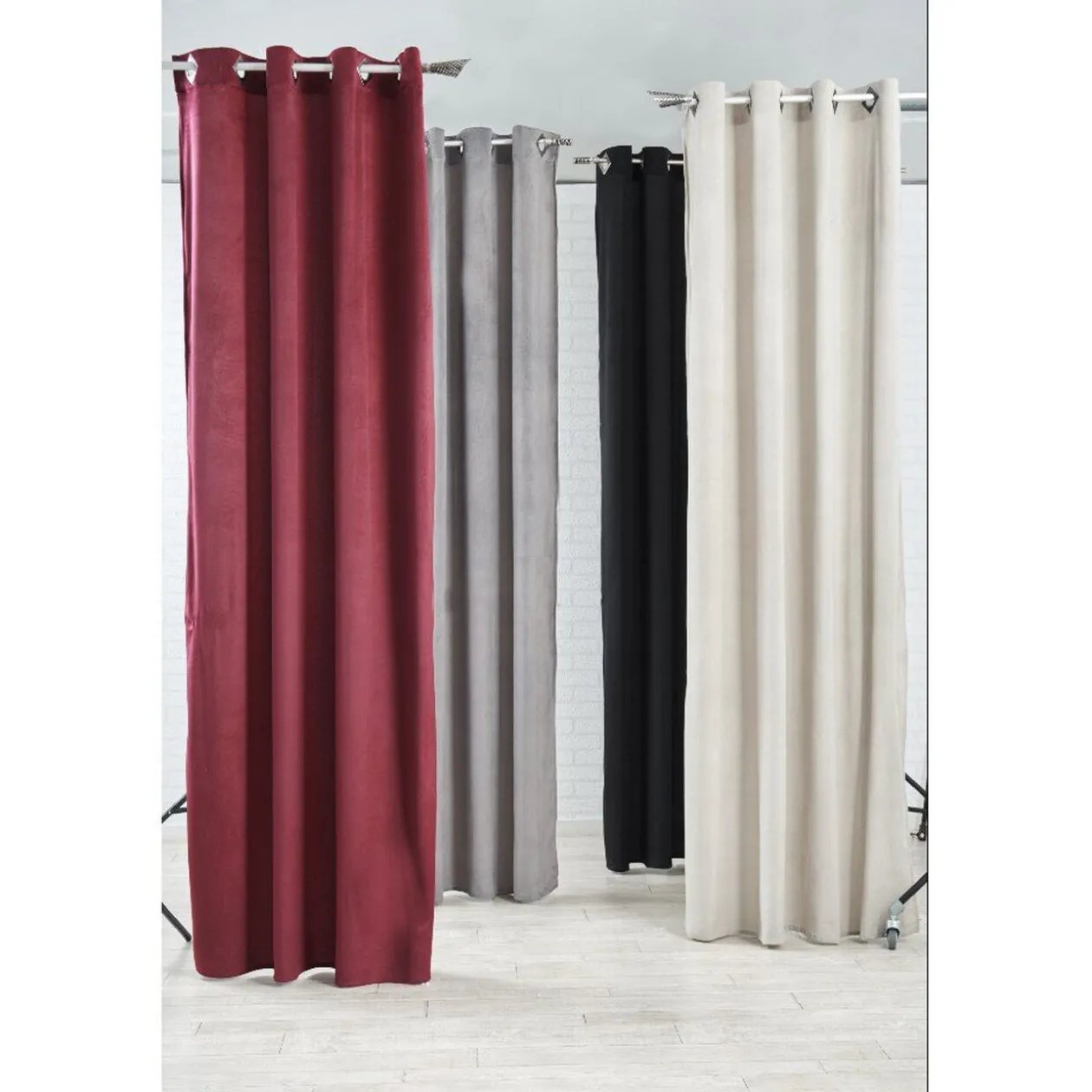 Rideau à oeillets velours uni crème