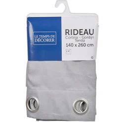 Rideau 8 oeillets velours gris clair
