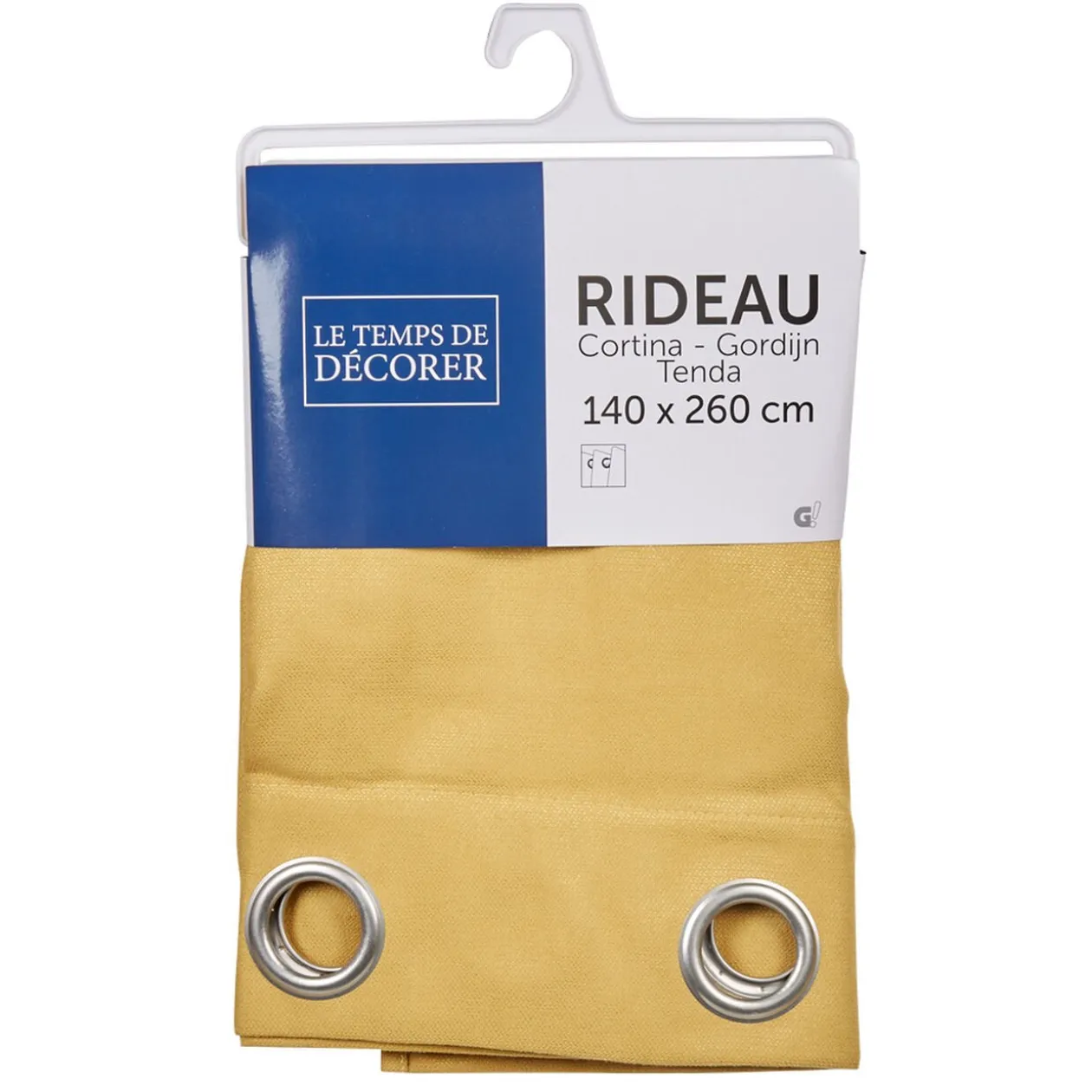 Rideau 8 oeillets velours jaune moutarde