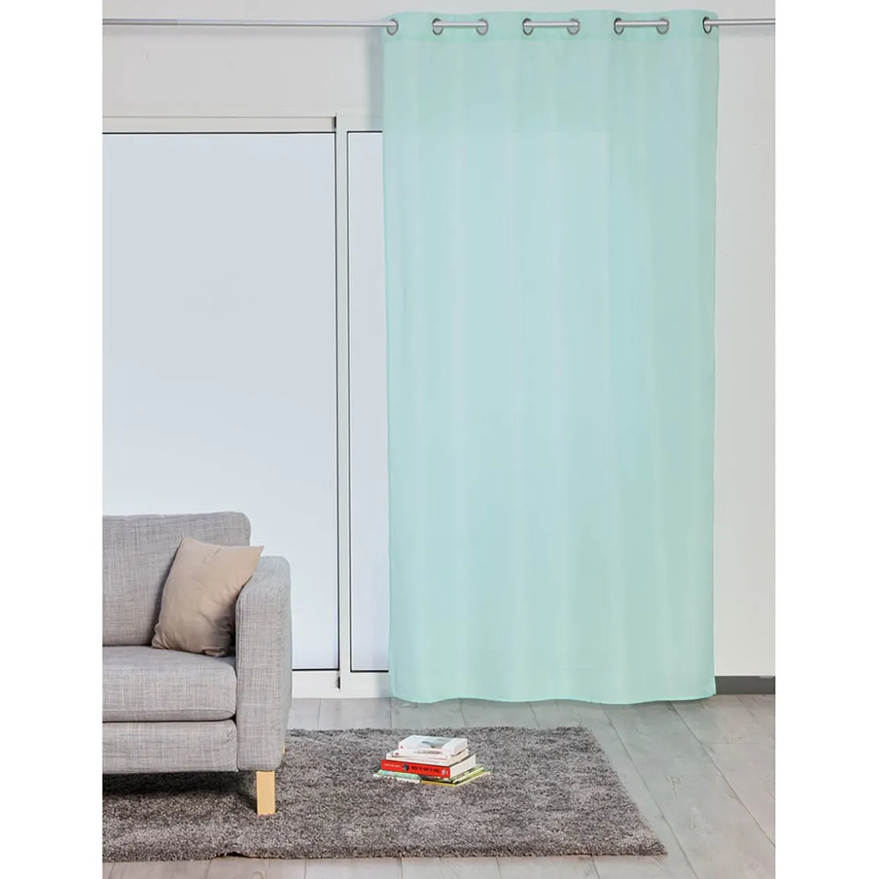 Rideau 8 oeillets vert d'eau