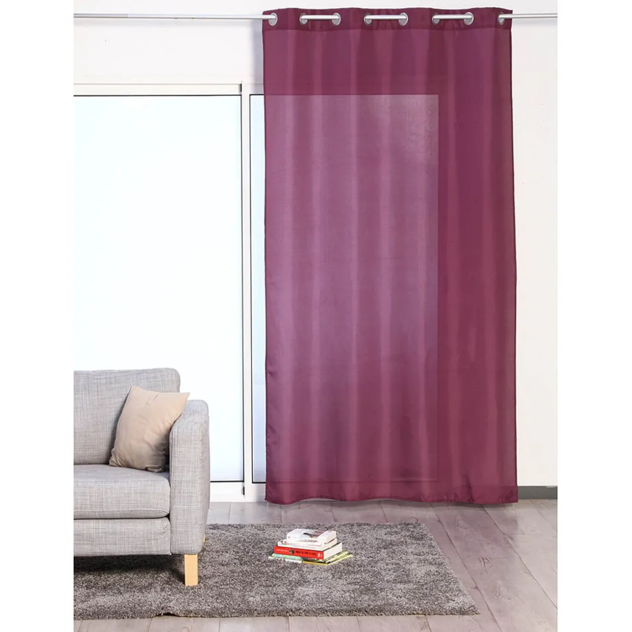 Rideau 8 oeillets violet prune