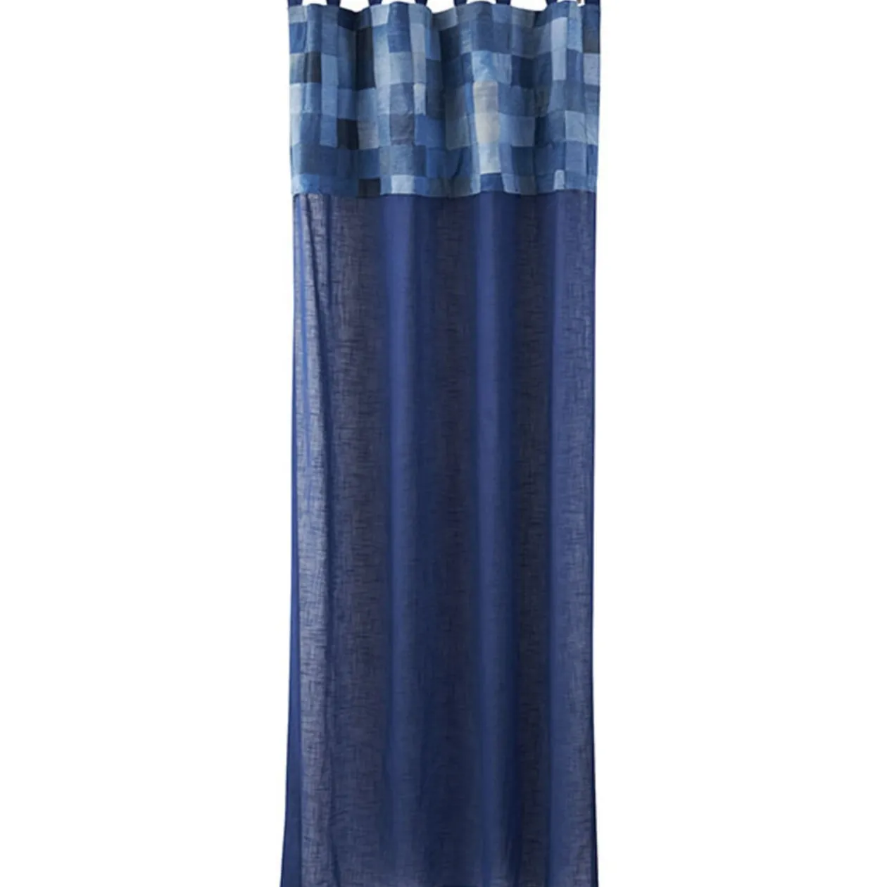 Rideau à pattes bleu denim et uni