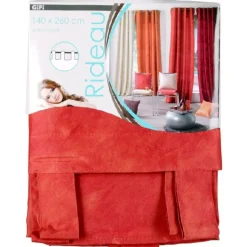 Rideau à pattes marbré rouge