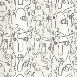 Rideau beige imprimé visage lin et polyester 140x240cm