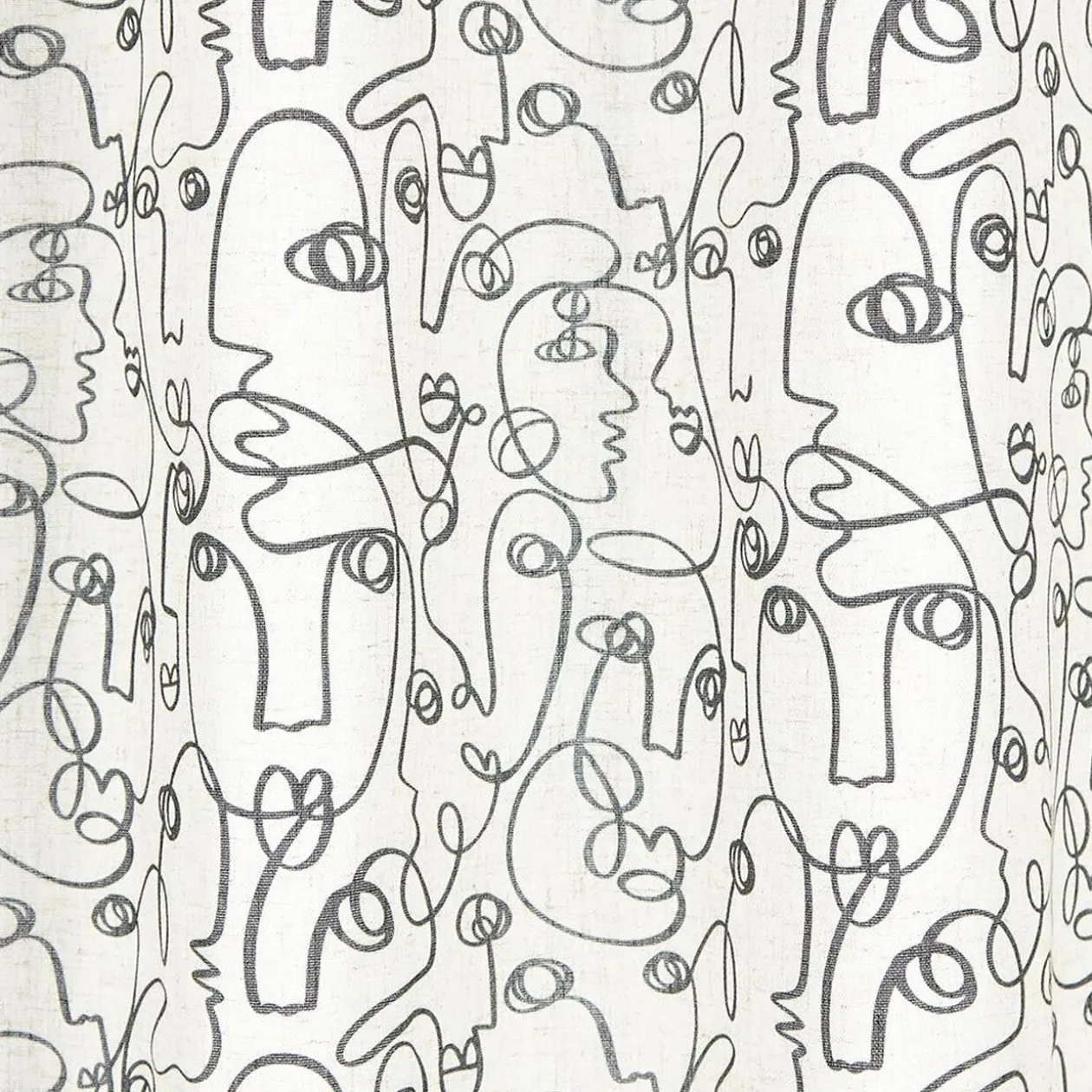 Rideau beige imprimé visage lin et polyester 140x240cm