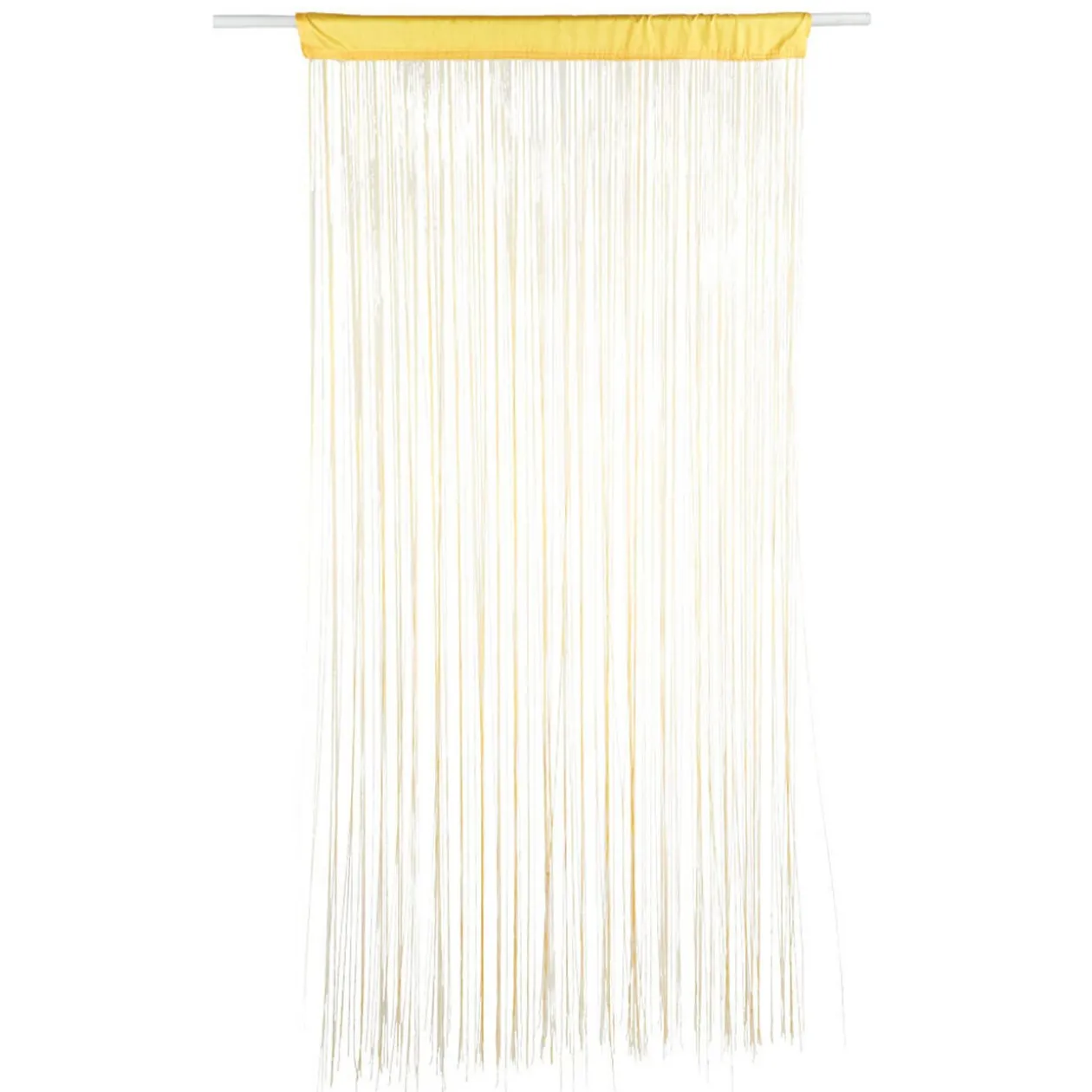 Rideau de fils jaune moutarde