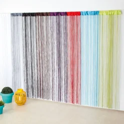 Rideau de fils uni bleu