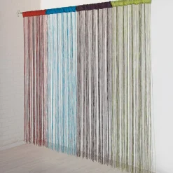 Rideau de fils uni bleu turquoise