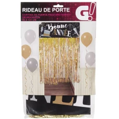 Rideau de porte Bonne Année lanières dorées