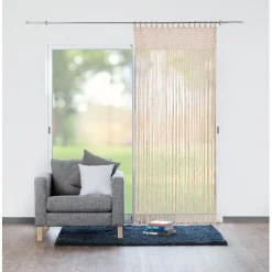Rideau de porte macramé beige