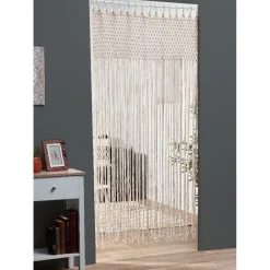 Rideau de porte macramé beige