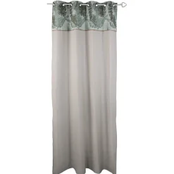 Rideau feuillage tropical vert et taupe