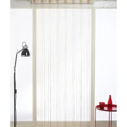 Rideau fils blanc beige argenté