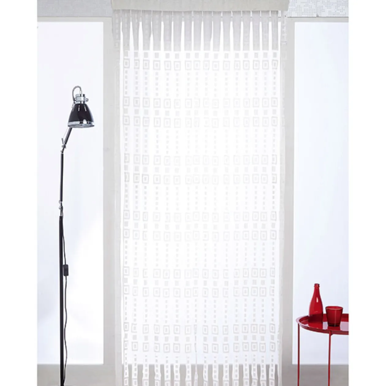 Rideau fils jacquard blanc