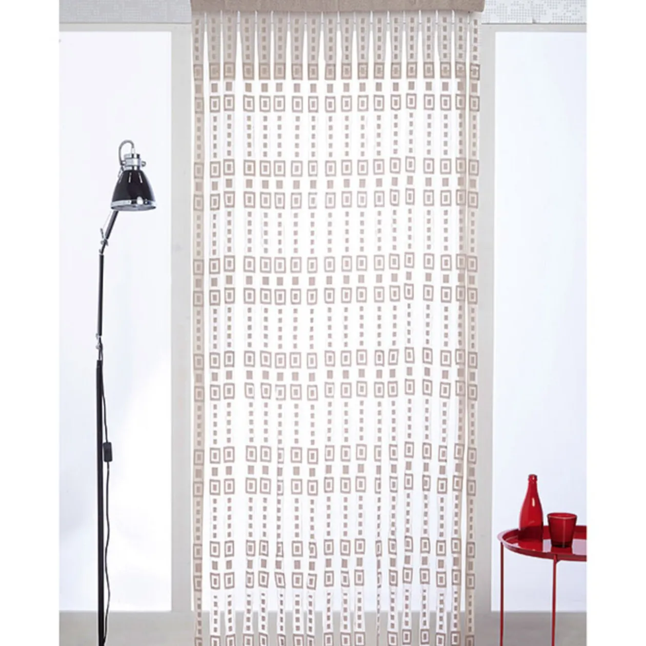 Rideau fils jacquard taupe