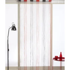 Rideau fils noir rouge argenté