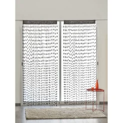 Rideau fils pompons noirs