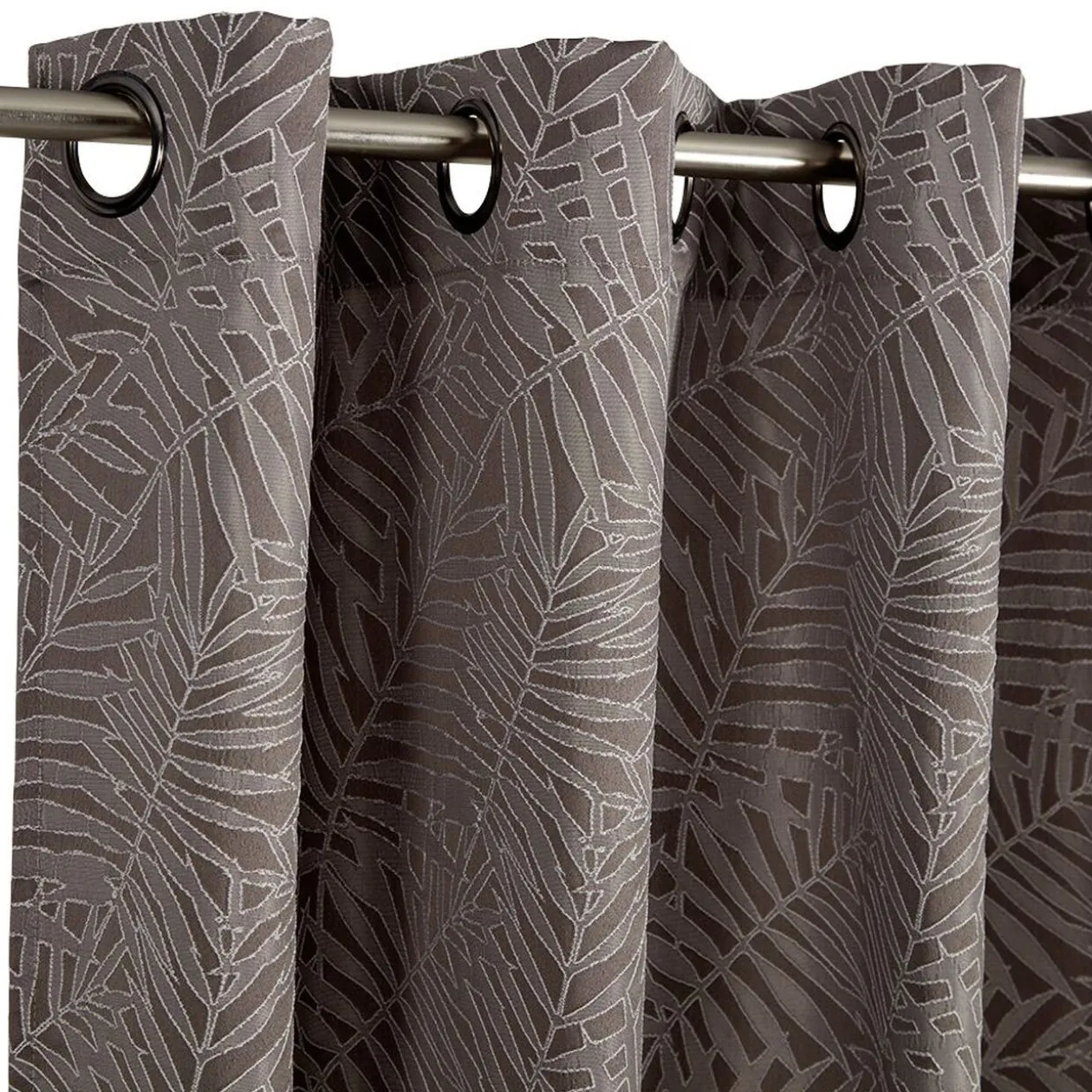 Rideau gris imprimé feuilles 100% polyester 140x240cm