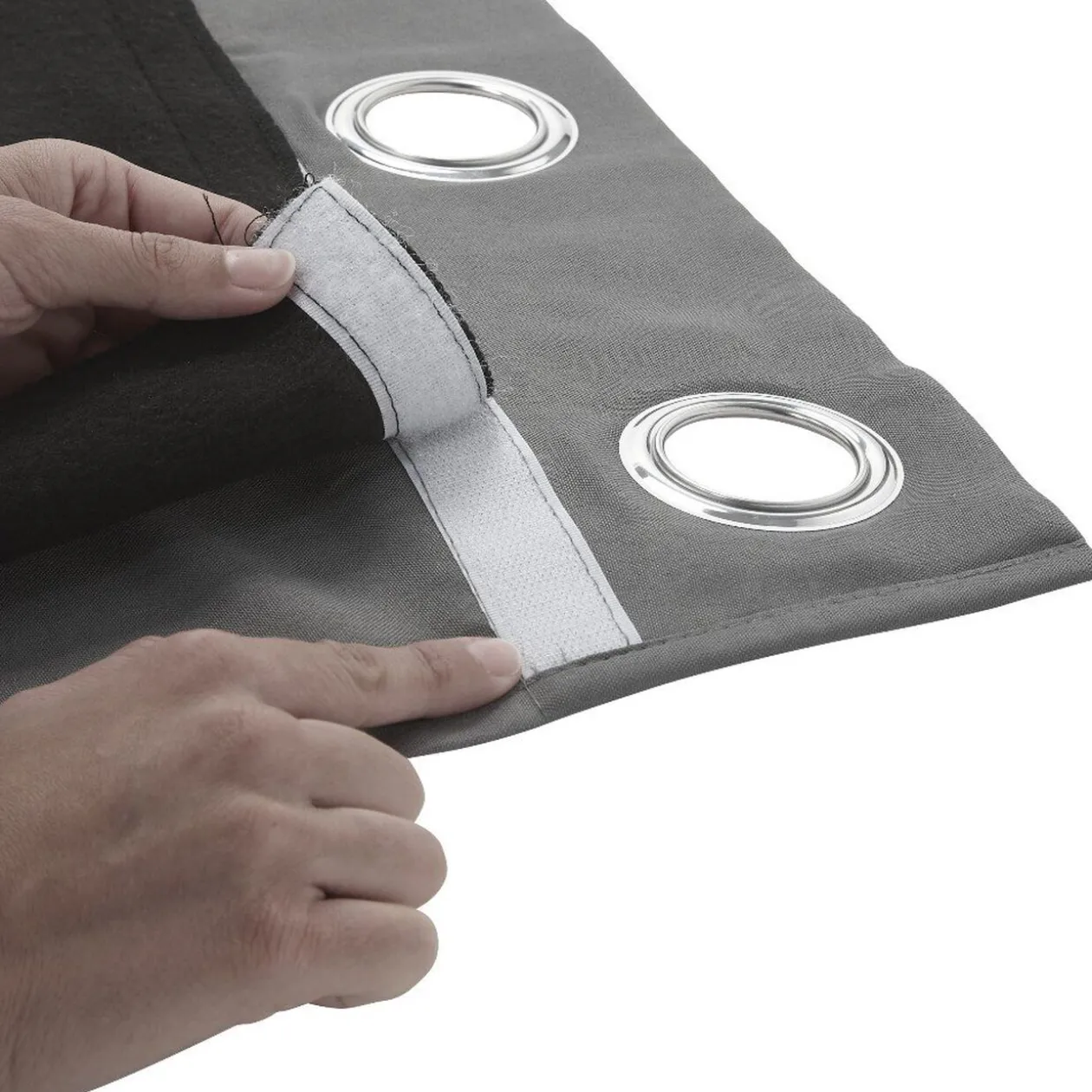 Rideau isolant à oeillets doublure polaire amovible