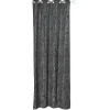 Rideau jacquard à oeillets motif feuille tropicale noir et gris