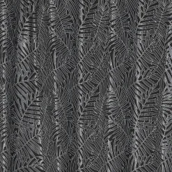 Rideau jacquard à oeillets motif feuille tropicale noir et gris