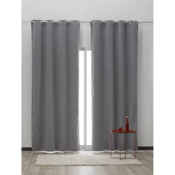 Rideau occultant à oeillets polaire gris