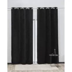 Rideau occultant à oeillets effet cuir noir