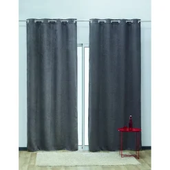 Rideau occultant à oeillets effet cuir gris