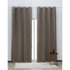 Rideau occultant à oeillets effet cuir taupe