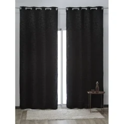 Rideau occultant à oeillets design ligne noir