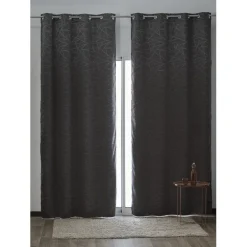 Rideau occultant à oeillets gris design ligne