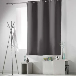 Rideau occultant à oeillets uni gris foncé